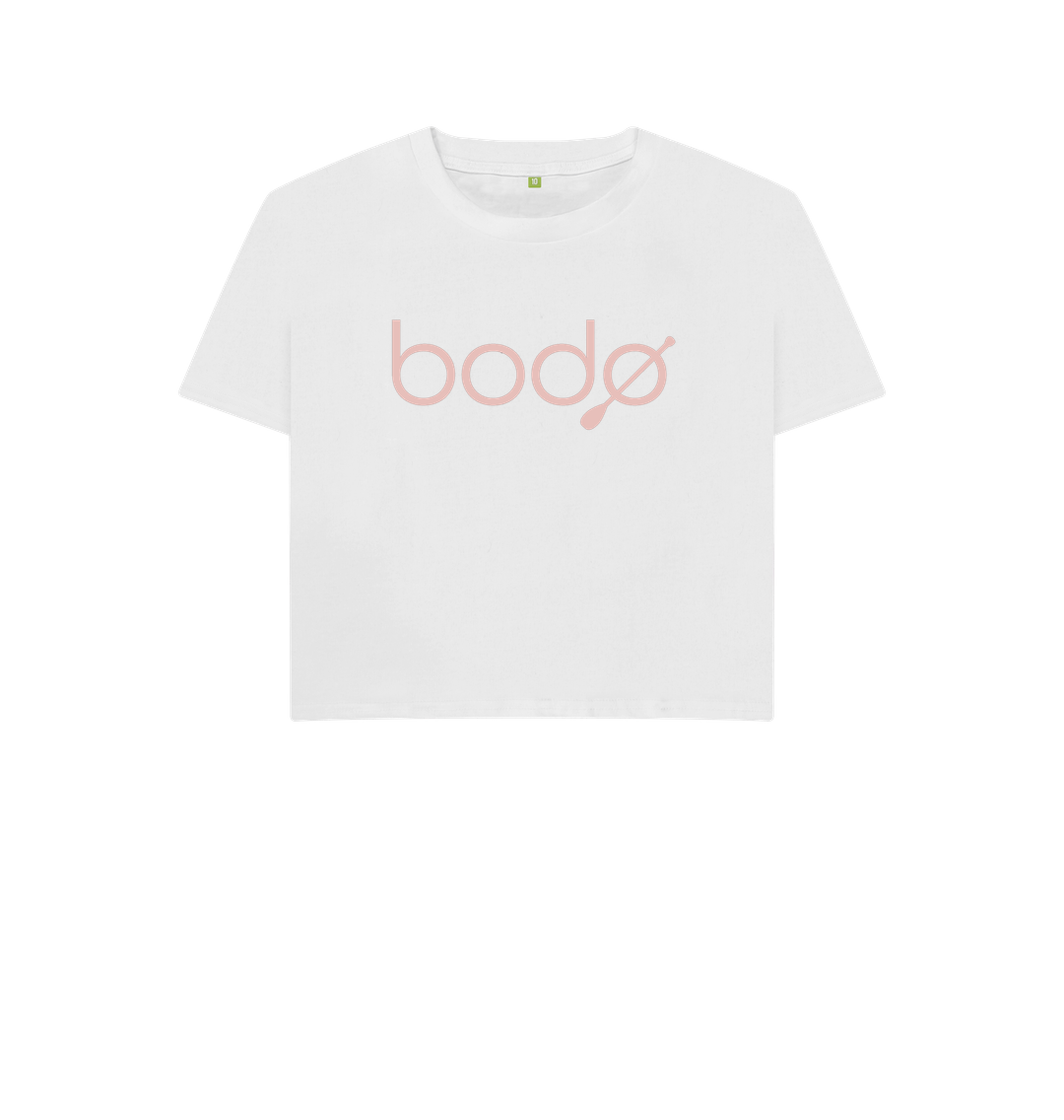 White Women's Box T-Shirt BIG Pink Bod\u00f8 Logo
