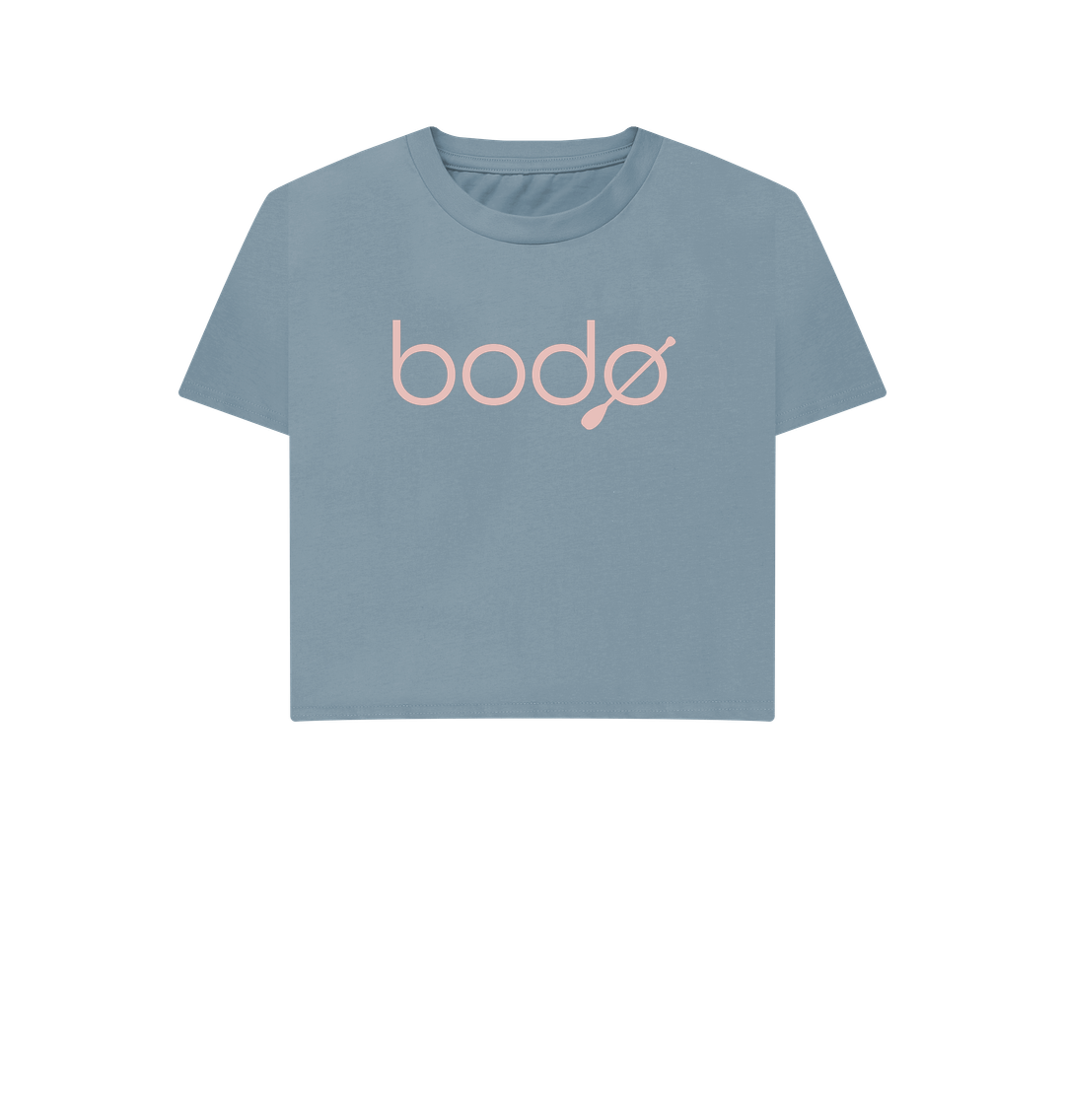 Stone Blue Women's Box T-Shirt BIG Pink Bod\u00f8 Logo