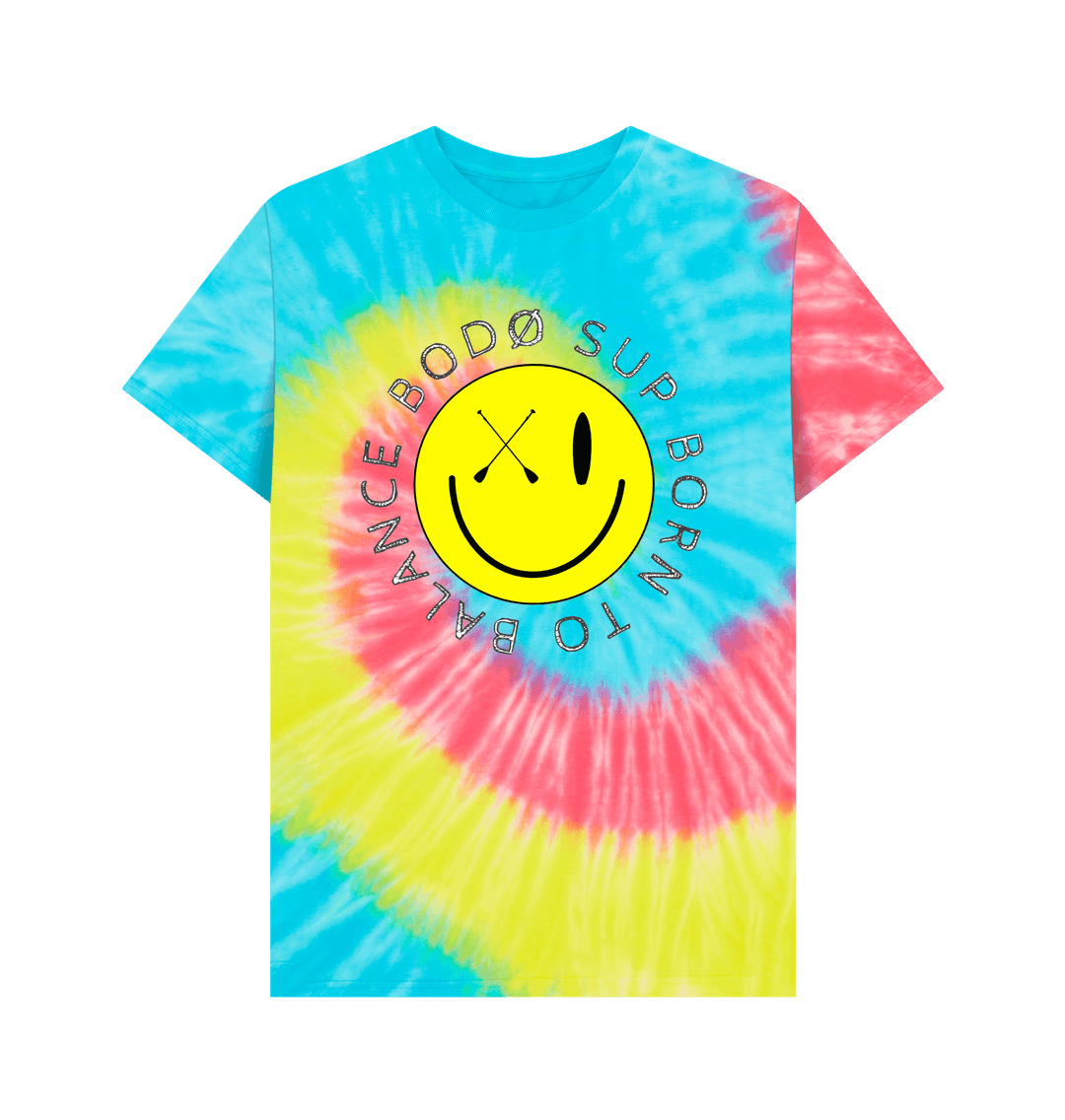 Tie Dye Bod\u00f8 - Classic Cut Organic T Shirt - Smiley - Yellow