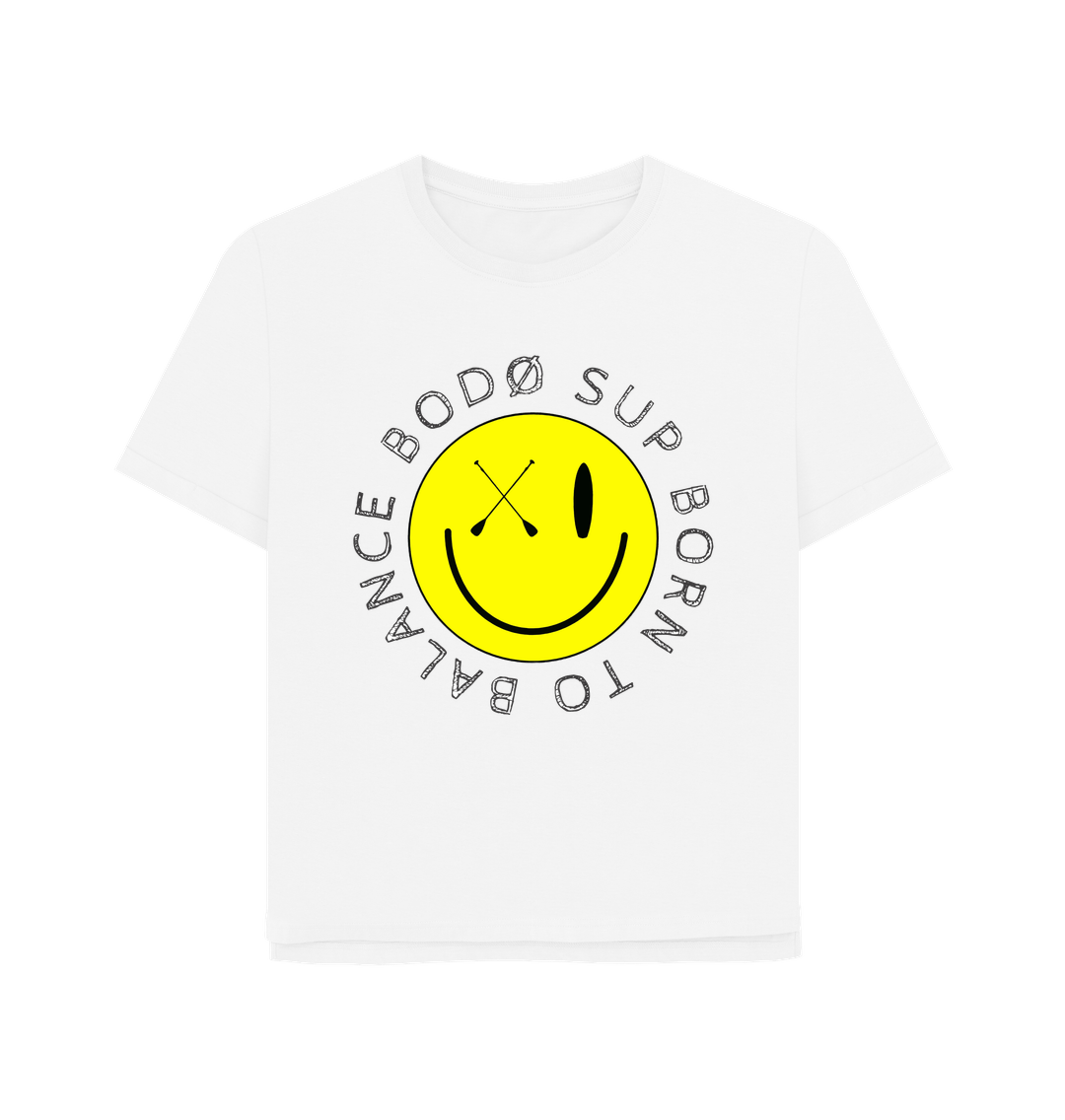 White Women's Bod\u00f8 Relaxed Cut Yellow Smiley T-Shirt