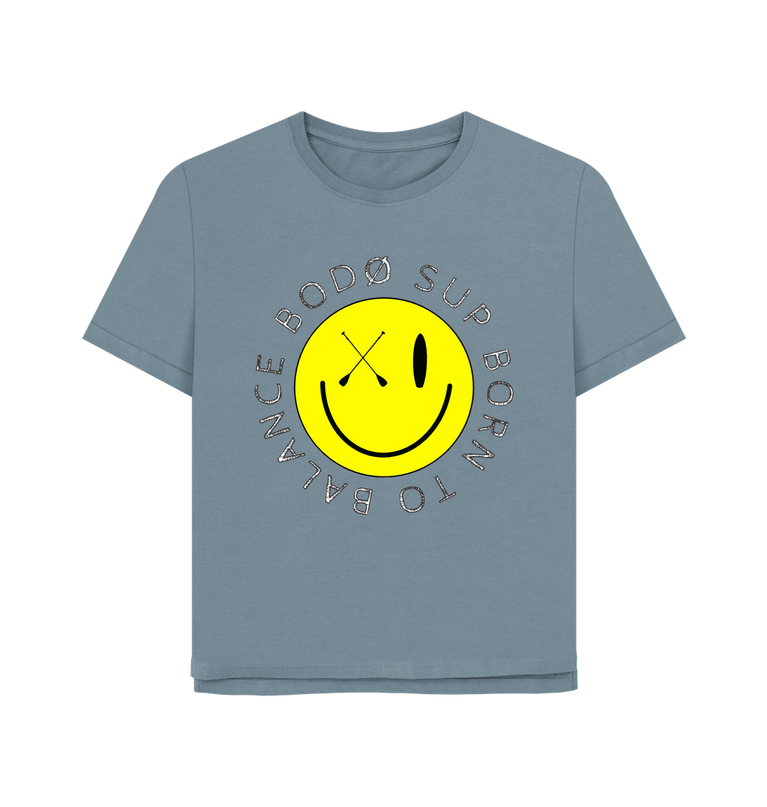 Stone Blue Women's Bod\u00f8 Relaxed Cut Yellow Smiley T-Shirt